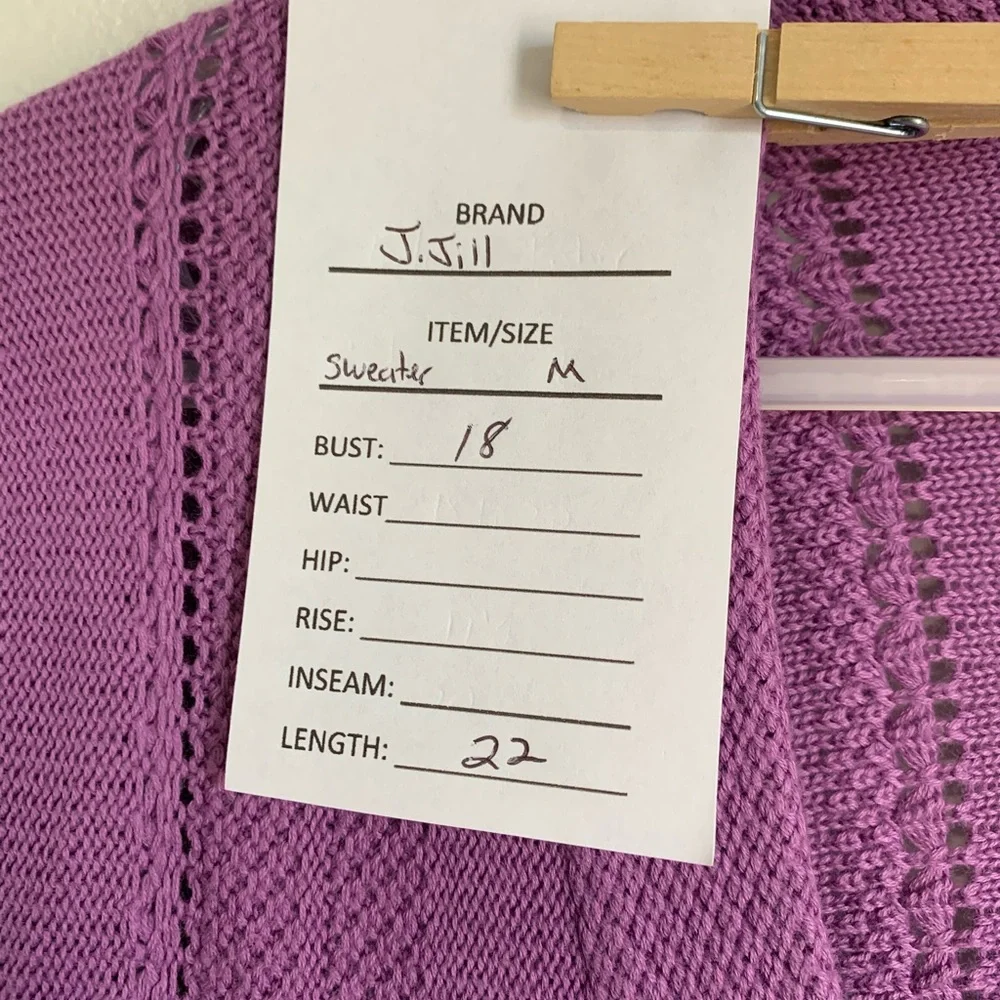 J. Jill Purple Cable Grandpa Cardigan V-Neck 4 button Closure Medium_3